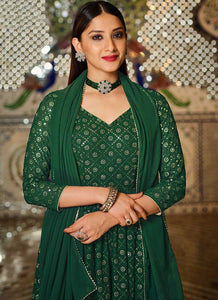 Green Sequin Embroidered Lehenga Style Anarkali fashionandstylish.myshopify.com