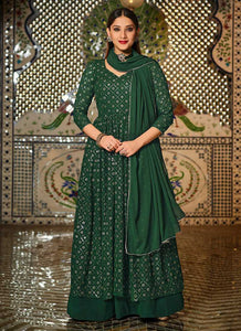 Green Sequin Embroidered Lehenga Style Anarkali fashionandstylish.myshopify.com