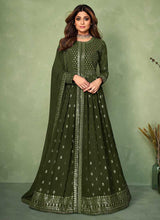Load image into Gallery viewer, Green Sequins Embroidered Jacket Style Anarkali Suit fashionandstylish.myshopify.com
