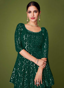 Green Sequins Embroidered Lehenga Style Designer Suit fashionandstylish.myshopify.com