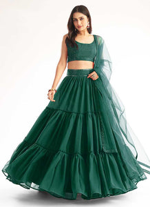 Green Sequins Embroidered Stylish Lehenga Choli fashionandstylish.myshopify.com