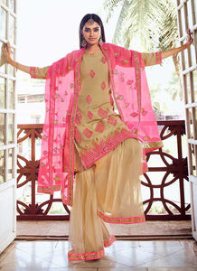 Green Shade Mirror Embroidered Gharara Style Suit fashionandstylish.myshopify.com
