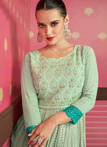 Green Shaded Embroidered Stylish Sharara Suit