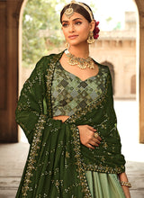 Load image into Gallery viewer, Green Shaded Heavy Embroidered Stylish Lehenga Choli
