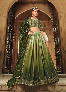 Green Shaded Heavy Embroidered Stylish Lehenga Choli