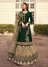 Load image into Gallery viewer, Green and Beige Heavy Embroidered Festive Wear Lehenga fashionandstylish.myshopify.com
