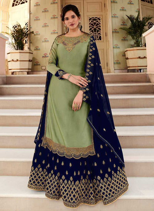 Green and Blue Heavy Embroidered Lehenga/ Pant Style Suit fashionandstylish.myshopify.com