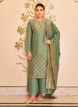 Load image into Gallery viewer, Light Green Designer Embroidered Palazzo Suit fashionandstylish.myshopify.com

