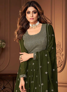 Green and Gold Designer Embroidered Sharara Suit fashionandstylish.myshopify.com