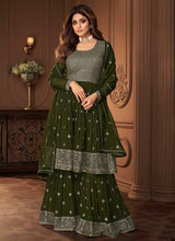 Load image into Gallery viewer, Green and Gold Designer Embroidered Sharara Suit fashionandstylish.myshopify.com
