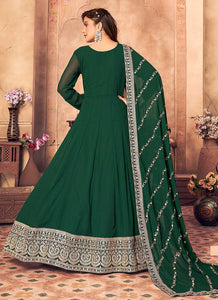 Green and Gold Embroidered Flaire Anarkali Suit fashionandstylish.myshopify.com