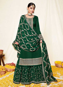 Green and Gold Embroidered Gharara Suit fashionandstylish.myshopify.com