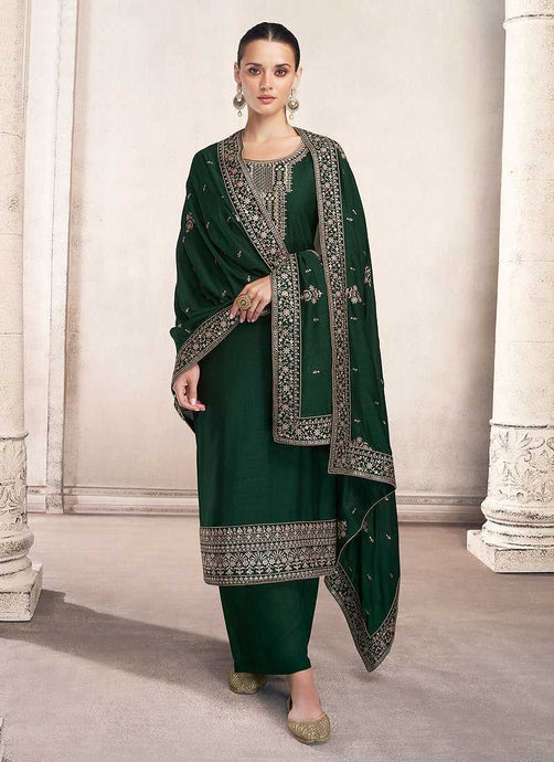 Green and Gold Embroidered Pant Style Suit fashionandstylish.myshopify.com