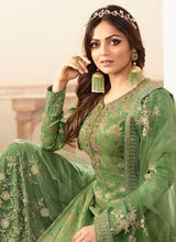 Load image into Gallery viewer, Green and Gold Embroidered Sharara Style Suit fashionandstylish.myshopify.com
