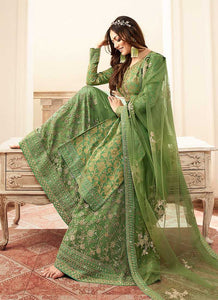 Green and Gold Embroidered Sharara Style Suit fashionandstylish.myshopify.com