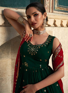 Green and Maroon Sequin Embroidered Anarkali