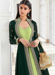 Green and Mint Heavy Embroidered Jacket Style Suit fashionandstylish.myshopify.com