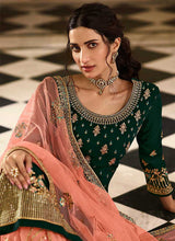 Load image into Gallery viewer, Green and Peach Designer Heavy Embroidered Lehenga fashionandstylish.myshopify.com
