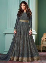 Load image into Gallery viewer, Grey Embroidered Floor touch Anarkali fashionandstylish.myshopify.com
