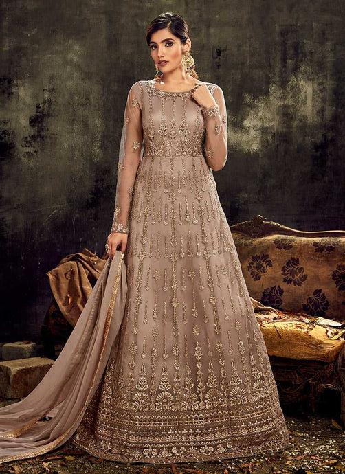 Grey Embroidered Kalidar Anarkali Style Suit fashionandstylish.myshopify.com