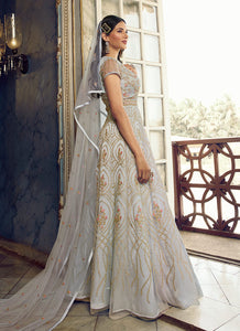 Grey Floral Heavy Embroidered Gown Style Anarkali