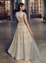 Load image into Gallery viewer, Grey Floral Heavy Embroidered Gown Style Anarkali
