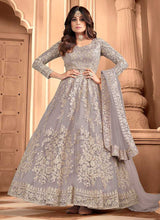 Load image into Gallery viewer, Grey Heavy Embroidered Gown Style Anarkali fashionandstylish.myshopify.com
