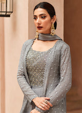 Load image into Gallery viewer, Grey Heavy Embroidered Jacket Style Suit
