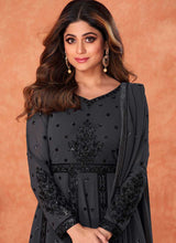 Load image into Gallery viewer, Grey Heavy Embroidered Kalidar Anarkali fashionandstylish.myshopify.com
