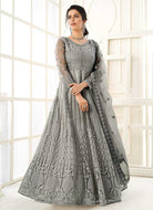Grey Heavy Embroidered Kalidar Gown Style Anarkali fashionandstylish.myshopify.com