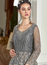 Load image into Gallery viewer, Grey Heavy Embroidered Lehenga/ Pant Style Anarkali fashionandstylish.myshopify.com
