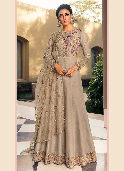 Grey Heavy Neck Embroidered Gown Style Anarkali fashionandstylish.myshopify.com