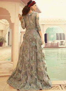 Grey Shade Heavy Embroidered Gown Style Anarkali Suit fashionandstylish.myshopify.com