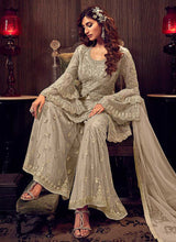 Load image into Gallery viewer, Grey Shade Heavy Embroidered Sharara Style Suit fashionandstylish.myshopify.com
