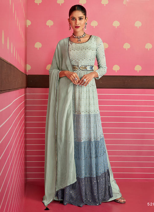 Grey Shaded Embroidered Stylish Sharara Suit