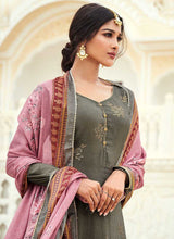 Load image into Gallery viewer, Grey Silk Work Embroidered Gharara Style Suit fashionandstylish.myshopify.com
