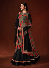 Load image into Gallery viewer, Grey and Black Embroidered Anarkali Style Gown fashionandstylish.myshopify.com
