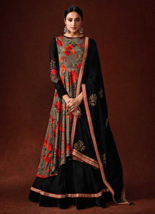Grey and Black Embroidered Anarkali Style Gown fashionandstylish.myshopify.com