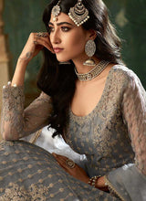 Load image into Gallery viewer, Grey and Gold Embroidered Lehenga fashionandstylish.myshopify.com
