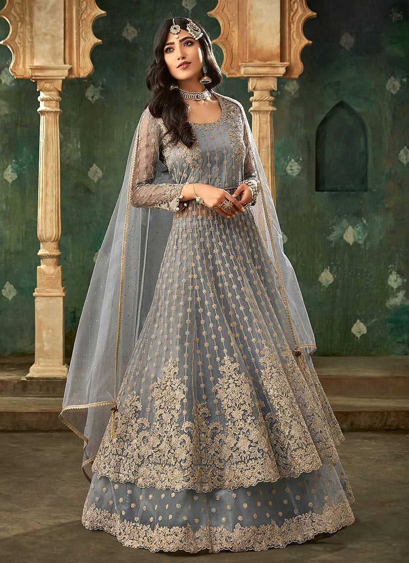 Flare Wedding Wear Grey Georgette Lehenga Choli – ajmera-retail