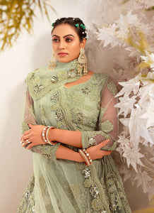 Ligh Green Heavy Net Embroidered Kalidar Lehenga Choli fashionandstylish.myshopify.com