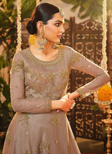Light Beige Heavy Embroidered Kalidar Anarkali fashionandstylish.myshopify.com