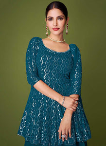 Light Blue Sequins Embroidered Lehenga Style Designer Suit fashionandstylish.myshopify.com
