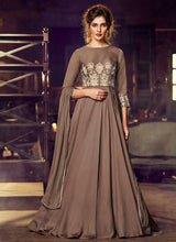Load image into Gallery viewer, Light Brown Embroidered Anarkali Style Gown fashionandstylish.myshopify.com
