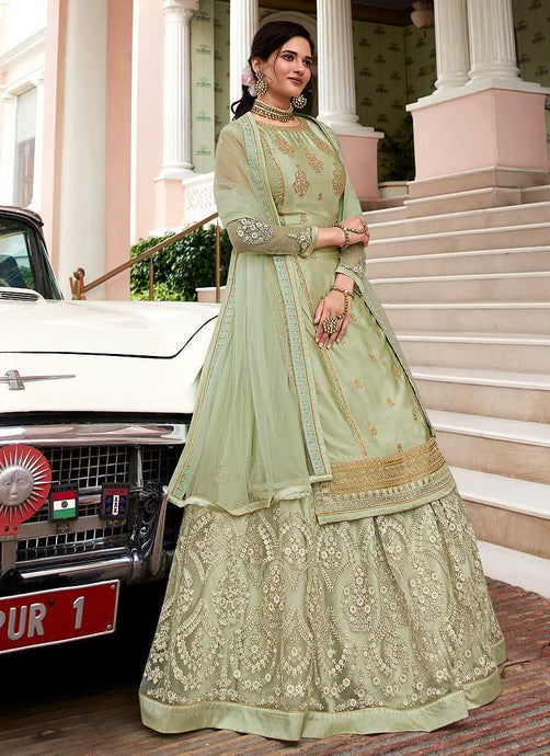 Light Green Colored Heavy Embroidered Lehenga/ Pant Style Suit fashionandstylish.myshopify.com