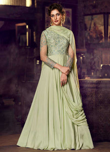Light Green Embroidered Anarkali Style Gown fashionandstylish.myshopify.com