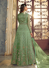 Load image into Gallery viewer, Light Green Floral Heavy Embroidered Gown Style Anarkali
