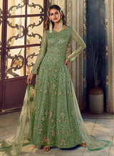 Load image into Gallery viewer, Light Green Floral Heavy Embroidered Gown Style Anarkali
