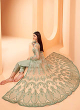 Load image into Gallery viewer, Light Green Heavy Designer Embroidered Lehenga/ Pant Style Anarkali fashionandstylish.myshopify.com
