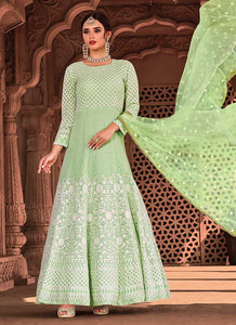 Light Green Heavy Embroidered Gown Style Anarkali fashionandstylish.myshopify.com